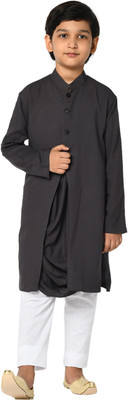 DEYANN Boys Festive & Party Kurta and Trouser Set(Grey Pack of 1)