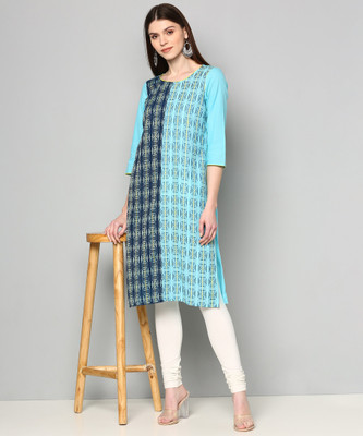 Aurelia Women Self Design Straight Kurta(Blue)