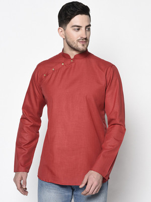 Tabard Men Solid Straight Kurta(Red)