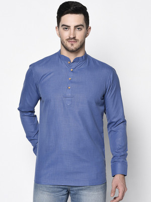 Tabard Men Solid Straight Kurta(Blue)