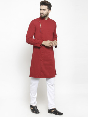 Purple State Men Solid A-line Kurta(Red)
