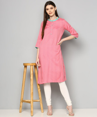 Aurelia Women Self Design Straight Kurta(Pink)