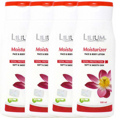 LILIUM Herbal Regular Moisturizer Face & Body Lotion 100ml Pack of 4(100 ml)
