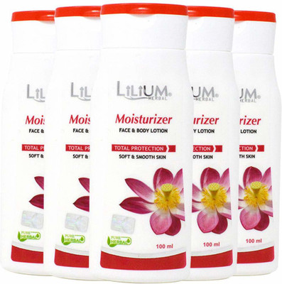 LILIUM Herbal Regular Moisturizer Face & Body Lotion 100ml Pack of 5(100 ml)