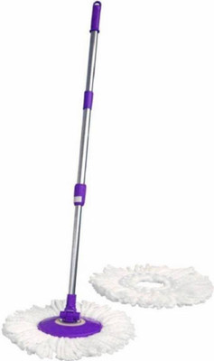 ROBMOB 360 Degree Rotating Mop stick , Mop Rod , With 2 Refill Wet & Dry Mop  (Purple) String Mop(Purple)