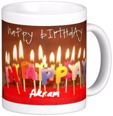 GNS Happy Birthday Akram Wishes 86 Ceramic Coffee Mug(330 ml)