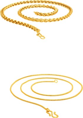 shankhraj mall Gold Necklace Chain for Men, Boys, Women, and Girls(pack of 2 chain combo) Gold-plated Plated Alloy Chain