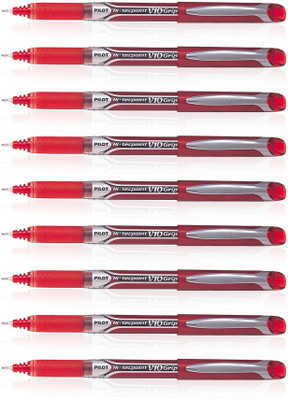 PILOT 019590 Hi-Tecpoint V10 Grip Pen (Red - Pack of 9) Roller Ball Pen(Pack of 9, Ink Color - Red)
