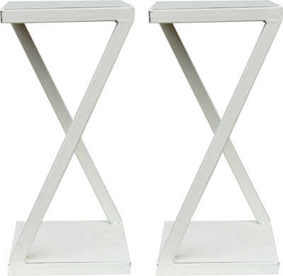 TrustBasket Ambar Planter Stand (White)-Set of 2 Plant Container Set(Pack of 2, Metal)