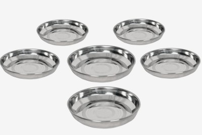 PROJAIN STEEL 6 Pieces Stainless Steel Heavy Gauge Medium Size Halva Plates Dinner Plate(Pack of 6)