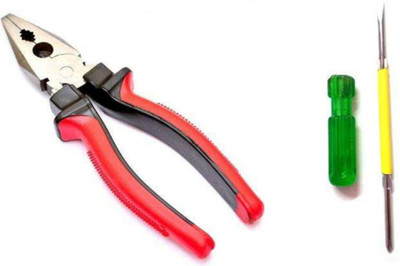 NBS GRIP PLIER EASY TO HANDLE (COMBINATION) WITH SCREWDRIVER DOUBLE FACED (SCREWDRIVER) Hand Tool Kit(2 Tools)