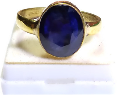 PRIYANSHU NAVRATN Certified Natural Blue Sapphire Nilum Ring 5.25 - 6.25 Ratti Panchdhatu Gold Plated Adjustable Free Size Ring For Men and Women Alloy Sapphire Gold Plated Ring