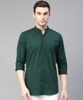 Jai Textiles Men Striped Casual Green Shirt