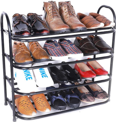EuroQon Metal Shoe Stand(Black, 4 Shelves, DIY(Do-It-Yourself))
