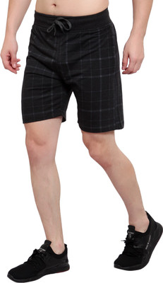 Hung Checkered Men Grey, Dark Grey Regular Shorts