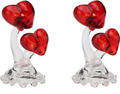 AFAST Afast Valentine Romantic Red Couple Heart (Set Of 2) Decorative Showpiece  -  6 cm(Glass, Clear, Red)