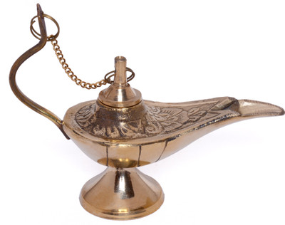 CHUNGROO KhwajaDarbar Antique Brass Aladdin Ka Chirag Lamp (4X3X1.5 inches) Decorative Showpiece  -  10 cm(Brass, Gold)