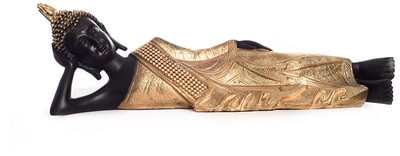 Miss Peach Exquisite Feng Shui Peaceful Buddha Showpiece Center Piece For Home, Living Room Decorative Showpiece  -  11 cm(Polyresin, Black, Gold)