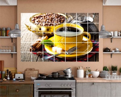 sky decal 50 cm loveing tea coffee been multicolour wall sticker for home décor kitchen sticker ( pvc vinyl covering area 50cm X 80cm ) Reusable Sticker(Pack of 1)