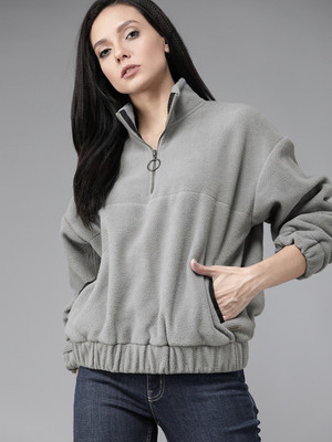 Roadster Full Sleeve Solid Women Sweatshirt