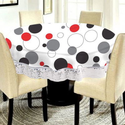 ALL SEASONS GALLERY PVC 4 Seater Printed Table Cover(Circles-White)