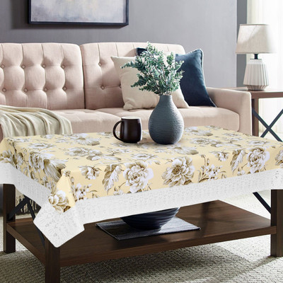 Dakshya Industries Printed 6 Seater Table Cover(Yellow, PVC)