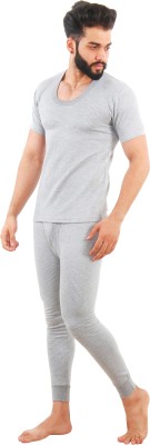 Epoxy Premium Winter Wear Half Sleeves Light Grey Men Top - Pyjama Set Thermal