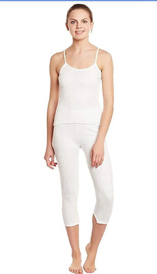 Epoxy Premium Winter Wear Sleeveless Off white Women Top - Pyjama Set Thermal