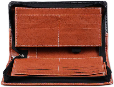 PAPERLLA Expendable Leatherite Multiple Cheque Book Holder/Document Holder (Black and Brown)(Brown)