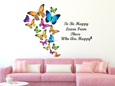 LANSTICK 91.44 cm TO BE HAPPY LEARN FROM WHO ARE HAPPY STICKER Self Adhesive Sticker(Pack of 1)