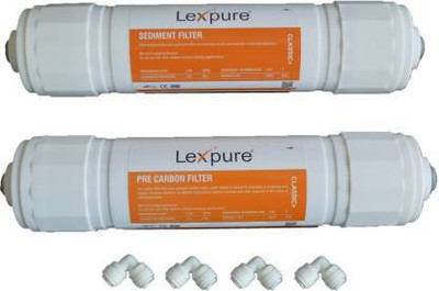 MG WATER SOLUTION Classic PLUS Inline Pre Carbon & Sediment Filter Set with 4 Elbow (PACK of 6) Suitable for all RO Water Purifiers Solid Filter Cartridge(0.5, Pack of 6)