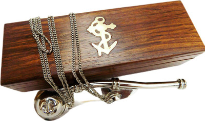 Ascent India Brass copper whistle chain with wood box collectible gift Dog Whistle(Gold, Brown, Pack of 2)