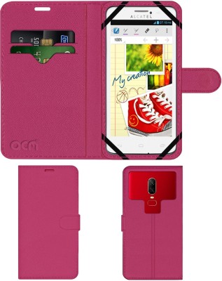 ACM Flip Cover for Alcatel Ot8000d One Touch Scribe(Pink, Cases with Holder, Pack of: 1)