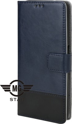 MG Star Flip Cover for Infinix Hot 8 PU Leather Flip Case with Card Holder and Magnetic Stand(Blue, Shock Proof, Pack of: 1)