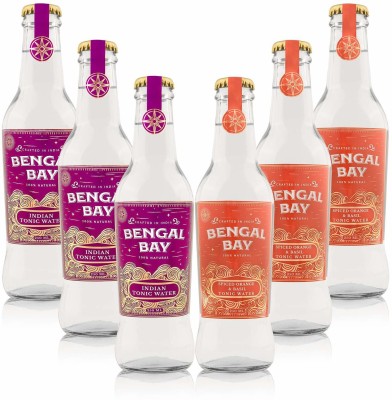 Bengal Bay Duo Box: Indian Tonic Water + Spiced Orange & Basil Tonic, 100% Natural with Organic Ingredients, Less Than 35cal/Serving - Exquisitely Crafted Cocktail Mixer (250 ml -Pack of 6) Glass Bottle(6 x 250 ml)