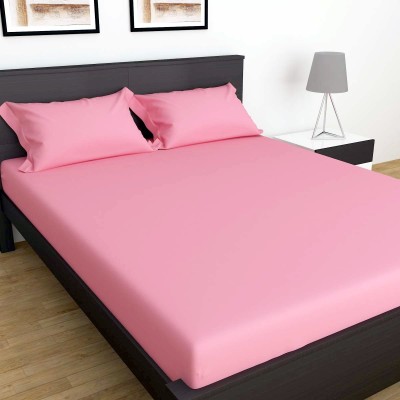 Optra 144 TC Microfiber Double Solid Flat Bedsheet(Pack of 1, Pink)