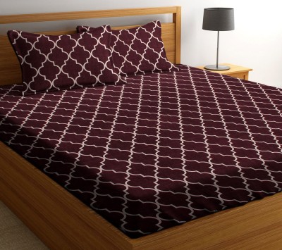 RS Quality 144 TC Microfiber Double Printed Flat Bedsheet(Pack of 1, Coffee)