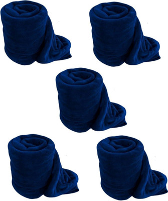 Blessing Home Solid Single Mink Blanket for  Heavy Winter(Polyester, Blue)
