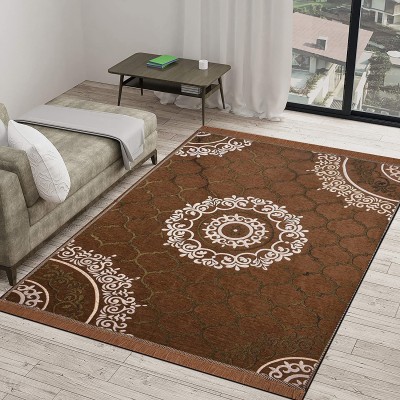 Sparrow world Brown Chenille Carpet(5 ft,  X 7 ft, Rectangle)