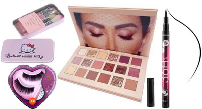 K.Y.L.Plus PROFESSIONAL EYESHADOW PALETTE+36 HOURS EYELINER+KITTY SOFT MAKUP BRUSHES+FALSE EYE LASHES (4 Items in the set)(4 Items in the set) K.Y.L.Plus PROFESSIONAL EYESHADOW PALETTE+36 HOURS EYELINER+KITTY SOFT MAKUP BRUSHES+FALSE EYE LASHES (4 Items in the set)(4 Items in the set)