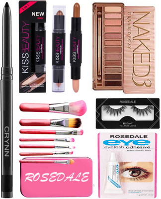 Crynn Smudge Proof Essential Makeup HD12 Beauty Kajal & Professional Set of 7 Makeup Brush & Concealer Highlighter & Contour Stick & Naked 3 Eyeshadow Palette(12 Items in the set) Crynn Smudge Proof Essential Makeup HD12 Beauty Kajal & Professional Set of 7 Makeup Brush & Concealer Highlighter & Contour Stick & Naked 3 Eyeshadow Palette(12 Items in the set)