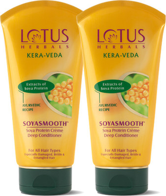 LOTUS HERBALS Kera-Veda Soyasmooth Soya Protein Creme Deep Conditioner _( 150 gm * 2 ) ( Pack Of 2 )(300 ml)