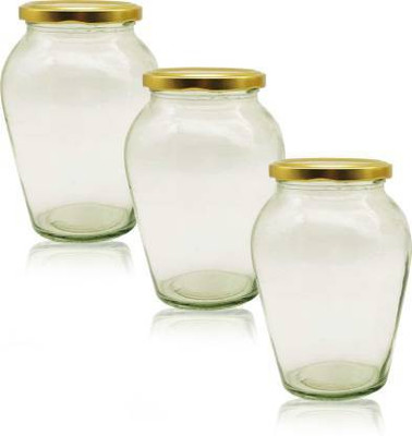 goblet Glass Grocery Container  - 1000 ml(Pack of 3, Clear)
