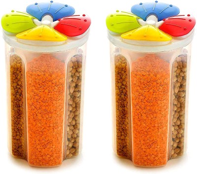 Krishiv Plastic Cereal Dispenser  - 2000 ml(Pack of 2, Multicolor)