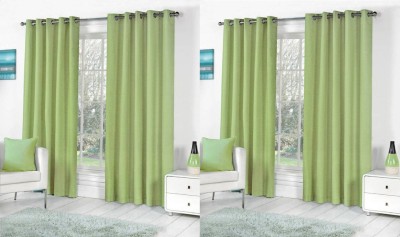 Styletex 274 cm (9 ft) Polyester Semi Transparent Long Door Curtain (Pack Of 4)(Solid, Light Green)