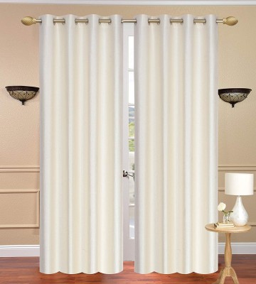 Radha Enterprises 274 cm (9 ft) Polyester Room Darkening Long Door Curtain (Pack Of 2)(Plain, Cream)