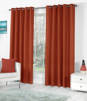 Styletex 274 cm (9 ft) Polyester Semi Transparent Long Door Curtain (Pack Of 2)(Solid, Rust)