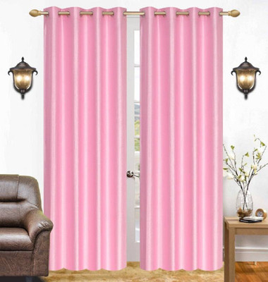 Styletex 213 cm (7 ft) Door Polyester Semi Transparent Curtain (Pack Of 2)(BabyPink, Solid)