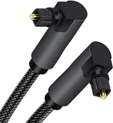 Tobo Digital Coax Audio Cable 3 m 90 Degree Optical Audio EMK Toslink Cable Digital Audio Optical Cable TD-691OC(Compatible with Toslink devices, AV receiver, HDTV, Ps3/4, Projector, Black, One Cable)