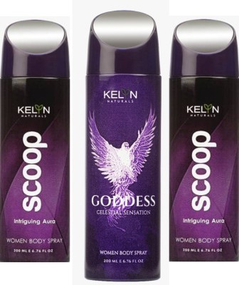 Kelyn 2SCOOP/1GODDESS DEO SET 2 Body Spray  -  For Men & Women(600 ml, Pack of 3)